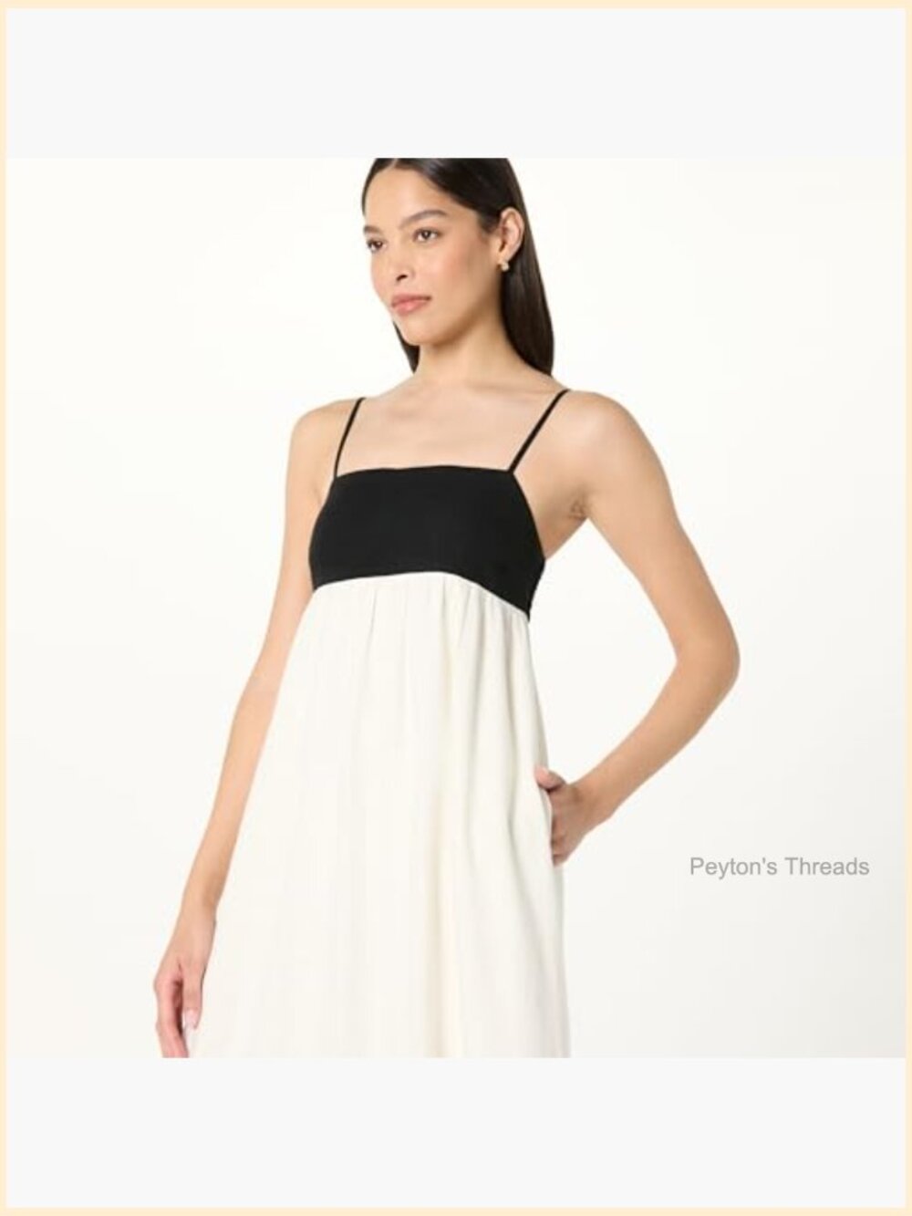 Colorblock Strappy Maxi Dress with Pockets Linen Viscose - Picture 3 of 4